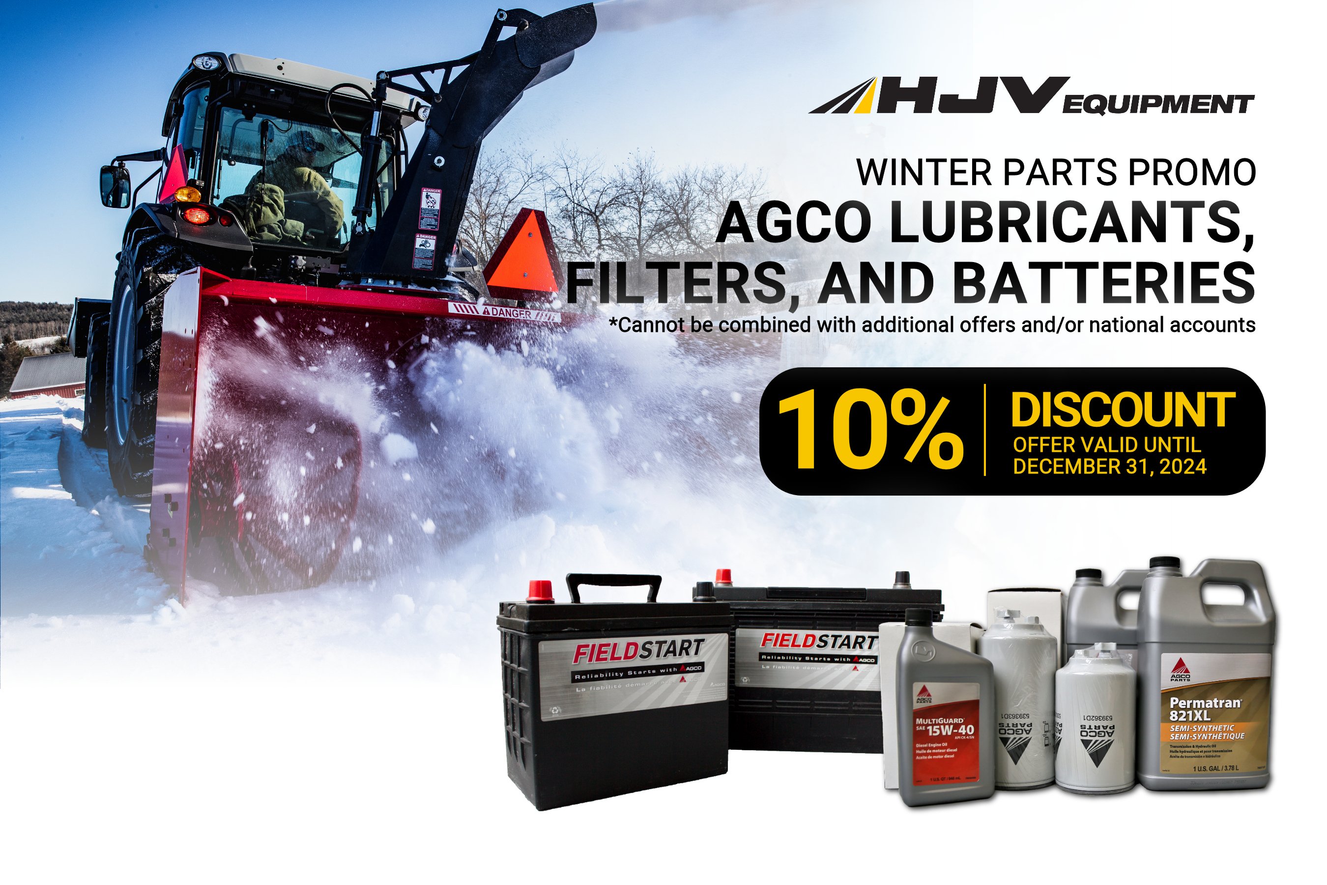 10% off AGCO Batteries, Lubricants, and Filters at HJV Equipment